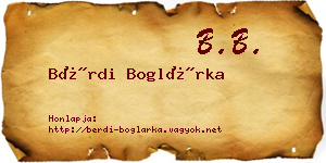 Bérdi Boglárka névjegykártya